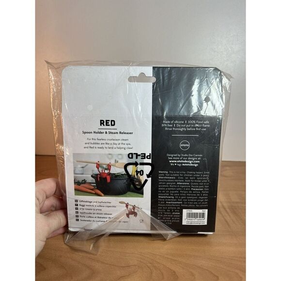 OTOTO Red The Crab Silicone Spoon Utensil Holder & Steam Releaser NEW - Picture 3 of 5